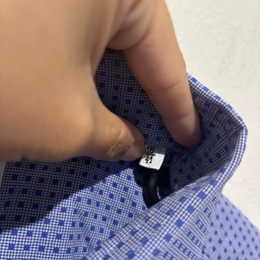 Santangelo Napoli Checkered Print Dress Shirt Size 16/41 - Picture 3 of 6